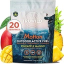 TruWild Motion All Natural Pre Workout Powder Drink Mešanica za moške in ženske brez Jitters ali Crash, Cela živilska rastlina temelji Vegan, Organski z elektroliti + BioPerine, 20 Serving (Pineapple Mango)