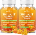 2 paketi Shilajit Gumies 1000mg brez sladkorja - Shilajit dodatek za moške in ženske - visoko v 85+ Trace minerali & Fulvic kislina - energija, možgani, imuniteta - 120 Gummies