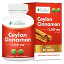 Popolnoma holistični Cejlon Cimet Kapsule 1500mg, 225 veganskih cimetovih kapsul, 75 dnevna zaloga (25% več strežnic), pravi šrilanški cipanov dodatek
