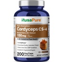NusaPure Cordyceps 20:1 Extract, 150 mg enakovredno 3.000 mg 200 Veggie kapsule (Sinensis CS-4, Non-GMO, Vegan) Bioperine