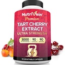 Nutrivein Premium Tart Cherry Kapsule 3000mg: Ultra Strength Tart Cherry Extract dodatek za post-atletično okrevanje, razstrupljanje, počitek, & mobilnost