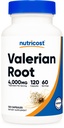 Nutricost Valerian Root Kapsules (1000mg na serviranje) 120 kapsul - 4.000mg ekvivalent na serviranje (4:1 ekstrakt), Vegetarian Caps, Gluten Free, Non-GMO
