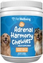 Dobro počutje hišnih ljubljenčkov Nadledvična harmonija Chewies for psi - Vet-Formulated - Adrenalna podpora psom, Cortisol Balance, Ashwagandha, Bacopa - Zeliščni dodatek (90 Soft Chews)