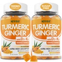 Kumare brez sladkorja ingver z 5000 i.e. vitaminom D3 & K2 (MK7), C - veganski kurkuma dodatek Gumiji za odrasle 1500mg s črnim poprom, podpira kosti, Imunsko in prebavno zdravje - 120 Cts