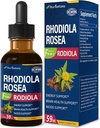 Rhodiola Rosea (Rodiola) Ekstrakt kapljice, Natural Adaptogen dodatek/W Ashwagandha, Ginseng, Sveti Basil, & Echinacea za energijo, zdravje možganov, Immunty & Mood Podpora. 2oz