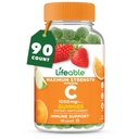 Življenjski vitamin C - Great Degusting Natural Flavor Gummy dodatek - vegetarijanski gensko prosti žvečljivi vitamini - za imuno podporo - 90 Gummies (1050 mg)