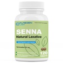 Puregen Labs Senna 8,6 mg tablete (120 število) – naravni senozidi Rastlinska odvajala za zaprtje, napenjanje, plin, nepravilnost
