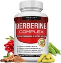 Toplux Berberine s Cinnamon in Bitter Melon 2100mg - visoka čistost 97% HCL Berberine dodatek, podpira splošno zdravje in imunski sistem, Ne- GMO Vegan 90 kapsul