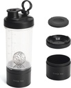 Blender Protein Shaker Tritan Steklenica s tabletami / Powder shranjevanje Container za Beljakovine Shakes-pred vadbo steklenica-Mixer Cup-Gym Sport Voda steklenica z žico Whisk kroglice črna