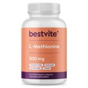 BESTVITE L- metionin 500 mg (120 vegetarijanskih kapsul) - brez stearat - vegan - brez GSO - brez glutena
