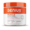 Genius Brand Genius Muscle - Muscle Health Supplement za rast, vzdržljivost in okrevanje - nehormonska formula - 6 Organic Gobe - Seveda-Sweeted - 30 Servings - Jagoda Vanilla