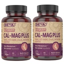 DEVA Vegan Kalcij Magnezij Dodatek 2-Pack, Plus cink, Vitamini C, D & K, Boron, 90 Tablete vsak