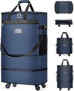 Kovčki s kolesi Razširljiva Prtljaga Vrečka Zložljiva Kovček s 4 univerzalnimi kolesi Zguba Rolling Travel Bag Velika zmogljivost Duffel Bag (modra)