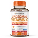 Zdrava Wellness Liposomal Vitamin C Kapsule (200 tablet 1500 mg pufer) Visoka absorpcija, Imunski sistem in kolagen Pospeševalec, Visoka doza maščob Topni Immuniteta Podpora Askorbinska kislina, Naravni Vegan
