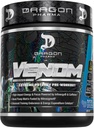 DRAGON PHARMA Venom Ekstremna moč pred treningom, Laser Sharp Focus + Energija, intenzivna zmogljivost, Dokazane sestavine za izboljšano vazodilatacijo in vzdržljivost (40 Serving, Blue Raspberry)