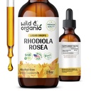 Wild & Organic Rhodiola Rosea Tinkture - Podpora razpoloženju - Sproščanje Rhodiola dodatek - Root Extract tekoče kapljice - Vegan, sladkor & alkohol-free - 2 fl oz