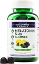 NatureWise Melatonin Gummies 5mg - Nenavadno oblikovanje podpora za spanje dodatek z Ashwagandha, Valerian Root - BlackBerry-Lemon Flavor - Vegan, Gluten Free, Non-GMO - 60 Count[30-Day Supply]