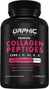 ORPHIČNE HRANILNE Kolagen Peptide Kapsule za ženske,1800mg Več kolagenske tablete Tipi I, II, III, V, X - Podpira Prebavno zdravje ohranjanje močnih sklepov, Tendoni, Ligamenti in mišice* 90 Caps