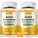 2 Pack Acetil L-karnitine dodatek, naravna prehrana dodatek za povečanje energije, imunitete, Vegan, Orange Flavor, 120 Count
