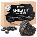 Čisti himalajski shilajit suhe kapljice, 100% čisti naravni shilajit, stopnja A, Max Potency 85+ Čisti sledovi Minerali in fulvična kislina za energijo, Presnova in Imunska podpora dodatek za moške in ženske (60 tablet)