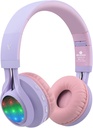 Riwbox WT-7S Otroci Bluetooth slušalke svetlo gor, Zgibne Stero brezžične slušalke, z mikrofonom in nadzor glasnosti, Udobno in trajno, za PC/Tablet/TV/Travel(Purple)