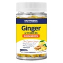 Enzymedica, Ginger & Vitamin B6 Gummies, Podpora za občasno slabost in prebavne motnje, Visoka moč, enakovredno 200 mg ekstrakta ingver, 60 Število