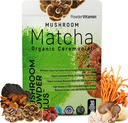 PowderVitamin Organic Ceremonial Goba Matcha Certified Pesticid-free Grass-Fed Kolagen Tipi I & III 8 Gobe sadnega telesa Tested for Beta-Glucans Focus Prebava in imuniteta 30 Servis