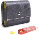 Organizator tablet, LIZIMANDU Tedenska potovalna tabletka Case Box Medication Opomnik Daily AM PM, Day Night 7 Kompartments, za 4 krat na dan, 7 dni na teden-vključuje usnje PU nesenje primera(1-Carved Black)
