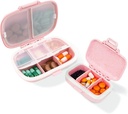 2 Pack Pill Case Organizator,Potovalne tablete Škatla z nalepko, Dnevni Medicine Organizator Primer, Vodoodporni Pocket Container Case, Prenosna Pink Supplement Case Medicine Container Compact za vitamin