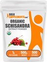 BulkSupplements.com Organic Schisandra Extract Powder - Schisandra Supplement, iz Schisandra Berries, zeliščni dodatek - Gluten Free - 1g na serviranje, 500g (1,1 lbs) (Pack of 1)