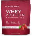 Dr. Mercola Pure Power Whey Protein + Probiotics - Podpira regeneracijo mišic in prebavno zdravje - Pasture-Rated Whey - MCTs & Fiber - Vanilla - 31 oz (22 Servings) - Jagoda