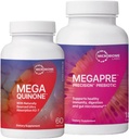 Microbiome Labs MegaPre Prebiotic za podporo Prebava in Gut Barrier (180 Kapsule) + MegaQuinone K2-7 Popoln vitamin K dodatek z magnezijem, cink (60 kapsul) - 2 Izdelek paket