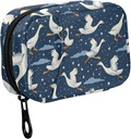 Fustylead Funny Geese Letenje v Nightsky in Stars Travel tablete Organizator vrečka z Zipper majhne tablete Box 7 Day Pill Primer za Purse shranjevanje tedenski vitamin medicine dodatek