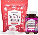 Mama Natural Prenatal Probiotic & Multi Collagen Protein Bundle - 25 milijard CFU & 11g hidrolizirani kolagenski peptidi za nosečnost, lase, kožo, nohte in prebavne zdravstvene podpore