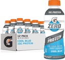 Gatorade Zero s proteini, 10g izolat sirotkinih beljakovin, nič sladkorja, vegetarijanski, tekoči elektroliti, Cool Blue, 16,9 Fl Oz steklenica, 12 pakiranje