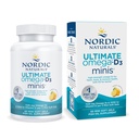 Nordic Naturals Ultimate Omega Mini D3, Lemon Flavor - 60 Mini Soft Gels - 1120 mg Omega-3 + 1000 i.e. Vitamin D3 - EPA & DHA - Spodbuja zdravje možganov in srca - 30 Servings
