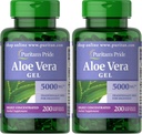 Puritan's Pride Aloe Vera Extract 25mg (5000mg ekvivalent) Softgels, 200 Število (Packaging May Vary) (Pack z 2)