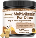 Dog Multivitamin z minerali za splošno zdravje - Dog Vitamini in dodatki z glukozaminom, probiotiki za kužka in starejše pse z minerali - Omega 3 ribje olje za kožo in plašč - 107 žvečil
