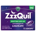 ZzzQuil LiquiCap Pomoč v spanju, difenhidramin 25mg HCl, Pomoč v spanju za odrasle, Pomoč v spanju ponoči, 72 LiquiCaps