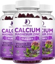 Kalcij Magnezij cink Gumies vitn Elderberry and Sea Moss, kalcij Magnezij 2:1, Vsebuje magnezijev glicinat, vitamin D3, za kosti, mišice, mirno Mood & Podpora za spanje, 60 Gumies( 3 pakiranja)