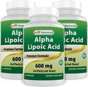 Najboljši naravni alfa lipojska kislina 600 mg 60 kapsul - ALA močan antioksidant (60 tablet (3))