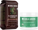 Amla Green Organic Ground Superfood Coffee, Srednje pečena gurmanska kava in 20X Koncentrirana Original Amla Power 30 Serving
