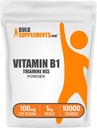 BulkDopolni Tiamin HCl prašek - tiamin hidroklorid, B1 Vitamini, Tiamin B1 dodatek, Tiamin 100mg - Gluten prost, 100mg na serviranje, 1kg (2,2 lbs) (Pack of 1)