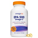 OmegaVia EPA 500, prečiščeno ribje olje Omega-3, 500 mg EPA v obliki triglicerida, ribje olje ne-GMO, Gluten-free, IFOS 5-Star, 120 Softgels