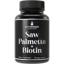 Saw Palmetto + Biotin Napredno 2- v-1 Combo za rast las. Veganske kapsule dodatek z naravno žago Palmetto Extract + 10000mcg Biotin. Lasje in ponovno rast tablete za moške in ženske. Blokator DHT
