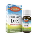 Carlson - Super Daily D3 + K2, 50 μg D3 + 45 μg MK-7, zdravje srca in kosti, 90 tekočih kapljic, 2,54 ml