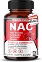 Nac Supplement N-acetil-L-Cysteine - Okrepljen z mlečno osjo + Quercetin za optimalno imunnost, dihala, dobro počutje jeter (180 št. 1)