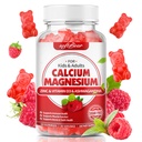 mehkega medveda Kalcij Magnezijev cink Gumiji za ženske, Kalcij Magnezij dodatek z vitaminom D3 za kosti moč, Vegan / Sugar-free, Raspberry aroma 60 Count