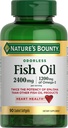Narava Bounty Odorless Fish Oil, 1200mg Omega-3 na služijo, vključno z EPA & DHA, Podpira zdravje srca, prečiščeno za odstranitev živega srebra, Prevlečeni softgels, Gluten Free, No Shellfish, 90 Ct