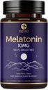 Melatonin 10mg hitro raztopite dopolnila, podpora za spanje za odrasle - dodatna moč 10 mg Melatonin tablete za mirno spanje, jagodni okus, Sugar-free Non-GMO - 60 dnevna oskrba